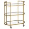 Homeroots Brass Steel And Glass Oval Rolling Bar Cart 530454 - alternate 8