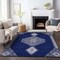 Homeroots 9' X 12' Navy Blue Gray And Brown Oriental Washable Indoor Outdoor Area Rug 598428 - alternate 9