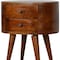 Homeroots 21" Chestnut Solid Wood Round Two Drawer Nightstand 722574 - alternate 1