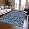 Homeroots 10' X 14' Navy Blue Ivory And Peach Geometric Washable Indoor Outdoor Area Rug 612207 - alternate 9