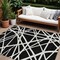 Homeroots 9' X 12' Black And Ivory Geometric Washable Indoor Outdoor Area Rug 600424 - alternate 1
