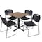 Regency Square Kobe Breakroom Table W/ 4 Zeng Stack Chairs, 30 in W, 30 in L, Noble Oak TKB3030NO44BK - alternate 1