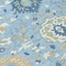 Homeroots 9' X 12' Sky Blue Ivory And Gold Damask Washable Indoor Outdoor Area Rug 599452 - alternate 7