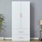 Homeroots 74" White Carved Geometric Two Door Two Drawer Combo Dresser 568811 - alternate 7