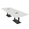 Skutchi Designs Arc Rectangle Meeting Room Table, 45 in W, 144 in L, White HAR-AREC-48x144-DOU.BK-WA7976-EBLK - alternate 1