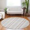 Homeroots 8' Pink And Gray Round Plaid Washable Indoor Outdoor Area Rug 601352 - alternate 9