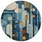Homeroots 8' Blue Ivory And Copper Round Geometric Washable Indoor Outdoor Area Rug 604502 - alternate 6