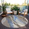 Homeroots 8' Taupe Tan And Blue Round Abstract Washable Indoor Outdoor Area Rug 601016 - alternate 8