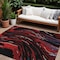 Homeroots 9' X 12' Black Red And Gray Abstract Washable Indoor Outdoor Area Rug 600214 - alternate 1