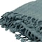 Homeroots 50" X 60" Teal Cotton Cable Knit Throw Blanket with Tassels 518784 - alternate 5