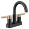 Delta Nicoli Two Handle Centerset Bathroom Faucet, 6.63 in, Matte Black / Champagne Bronze 25749LF-GZ - alternate 5