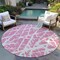 Homeroots 8' Round Pink and Ivory Round Abstract Washable Non Skid Indoor Outdoor Area Rug 559303 - alternate 6