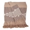 Homeroots 50" X 60" Brown and Beige Woven Cotton Striped Throw Blanket with Tassels and Embroidery 548934 - alternate 1