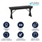 Flash Furniture HERCULES 40in x 12in Black Antique Solid Pine Farmhouse Folding Bench w/Foldable Locking X-Legs XA-B-40X12-XLEGS-BW-GG - alternate 8