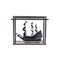 Homeroots 30" Black Solid Wood Hand Painted Black Pearl Pirate Medium Open Display Case Model Boat 401984 - alternate 1