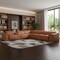 Homeroots Camel Italian Leather Power Reclining U Shaped Seven Piece Corner Sectional With Console 366352 - alternate 5