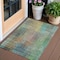 Homeroots 3' X 5' Green Gold And Teal Blue Abstract Washable Indoor Outdoor Area Rug 588426 - alternate 1