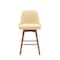 Homeroots 26" Cream and Wood Brown Faux Leather with Solid Wood Swivel Counter Height Bar Chair 534480 - alternate 9