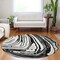 Homeroots 8' Black Gray And Ivory Round Abstract Washable Indoor Outdoor Area Rug 601250 - alternate 8