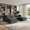 Homeroots Black Linen Blend Modular U Shaped Five Piece Corner Sectional 714578 - alternate 5