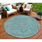 Homeroots 8' Aqua And Teal Blue Round Medallion Washable Indoor Outdoor Area Rug 616258 - alternate 1
