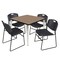 Regency Square Kahlo Breakroom Table W/ 4 Zeng Stack Chairs, 36 in W, 36 in L, Noble Oak TPL3636NOCM44BK - alternate 1