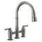 Delta Broderick Two Handle Pull-Down Bridge Kitchen Faucet 2390L-KS-DST - alternate 2