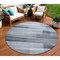 Homeroots 8' Denim Blue And Ivory Round Striped Washable Indoor Outdoor Area Rug 630983 - alternate 1