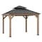 Sunjoy 11 x 11ft Outdoor Wooden Gazebo Patio Steel Hardtop Gazebo, Brown A1020073A0 - alternate 1