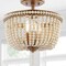 Jonathan Y Allie 14" 3-Light Bohemian Farmhouse Wood Bead/Iron LED Semi Flush Mount, Antique Gold/Light Taupe JYL9020C - alternate 10