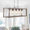 Jonathan Y Zeniba 36" 5-Light Linear Adjustable Iron/Seeded Glass Rustic Farmhouse LED Pendant, Brown JYL7478A - alternate 17