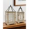 Homeroots Set of Two Brown And Black Distressed Geometric Wood And Metal Tabletop Lantern Candle Holders, 2PK 517619 - alternate 3