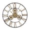 Homeroots 24" Black And Gold Metal Analog Exposed Gear Round Wall Clock 516214 - alternate 1