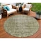 Homeroots 8' Olive Green Round Oriental Washable Indoor Outdoor Area Rug 607568 - alternate 1