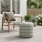 Homeroots 20in Green Polyester Round Striped Indoor Outdoor Pouf Ottoman 517434 - alternate 7
