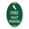 Signmission Free Valet Parking with Upper Left Arrow, 12 In X 18 In Architectural Oval, Heavy Gauge Aluminum A-OV-G-1218-23941 - alternate 1