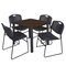 Regency Square Kee Breakroom Table W/ 4 Zeng Stack Chairs, 42 in W, 42 in L, Neo Walnut TB4242NWBPBK44BK - alternate 1
