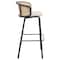 Leisuremod Ervilla Wicker Bar Stool with Fabric Seat and Black Powder Coated Steel Frame, Beige EBBL-31BG - alternate 9