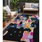 Homeroots 5' X 8' Black Blue And Pink Abstract Washable Indoor Outdoor Area Rug 599539 - alternate 1