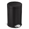 Simplehuman 1-1/8 gal Round Step-On Can, Black, Foot Pedal, Stainless Steel, Not Applicable CW2091 - alternate 1