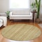 Homeroots 8' Wheat Gold And Beige Round Striped Washable Indoor Outdoor Area Rug 616414 - alternate 6