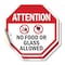 Signmission Attention No Food or Glass Allowed, 4 inch X 4 inch, Vinyl Decal, 2PK OC-D-2PACK-4-19 - alternate 1