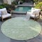 Homeroots 8' Artichoke Green And Ivory Round Damask Washable Indoor Outdoor Area Rug 603493 - alternate 8