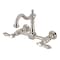 Kingston Brass Two-Handle Wall Mount Bridge Kitchen Faucet, Brushed Nickel KS1268BAL - alternate 1
