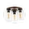 Jonathan Y Nola 13" 3-Light Bohemian Farmhouse Iron/Seeded Glass LED Semi Flush Mount, Wood Finish/Clear JYL7564A - alternate 10