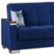 Homeroots 87" Blue Microfiber Convertible Futon Sleeper Sofa And Toss Pillows With Storage 607098 - alternate 7