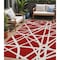 Homeroots 5' X 8' Red And Ivory Geometric Washable Indoor Outdoor Area Rug 600487 - alternate 1