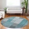 Homeroots 8' Teal Blue Aqua And Gray Round Striped Washable Indoor Outdoor Area Rug 581715 - alternate 8