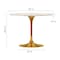 Homeroots 40" White And Gold Rounded Stone And Metal Pedestal Base Dining Table 520848 - alternate 7