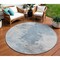 Homeroots 8' Sky Blue Gray And Ivory Round Abstract Washable Indoor Outdoor Area Rug 617421 - alternate 1